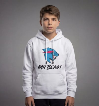 Buzo Hoodie Mr Beast Blanco