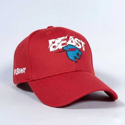 gorra mr beast roja lateral