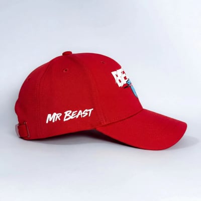 gorra mr beast roja lado