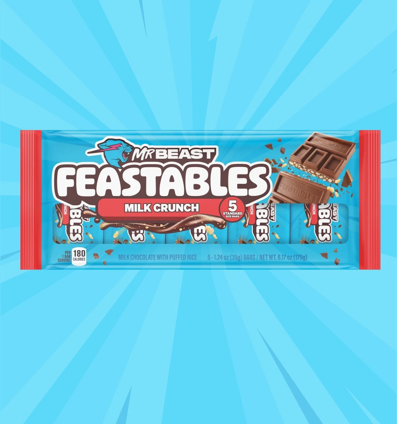 milk crunch feastables pack x 5 35g