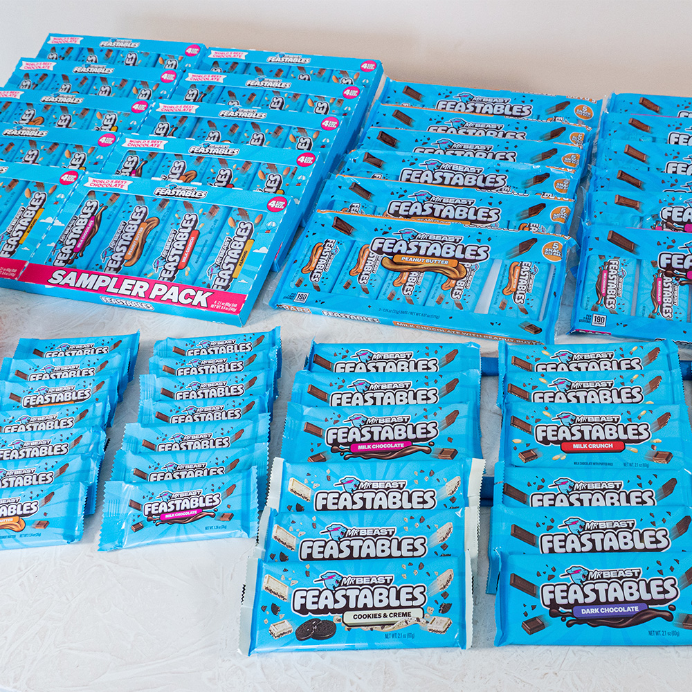 mr beast feastables chocolatinas y packs