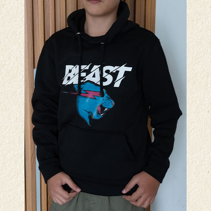 hoodie buzo negro mr beast de capota