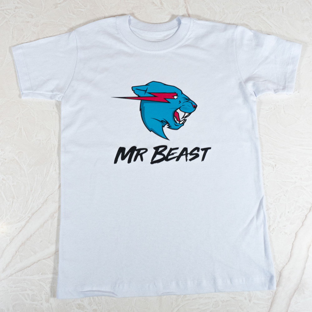 mr beast camiseta blanca algodon