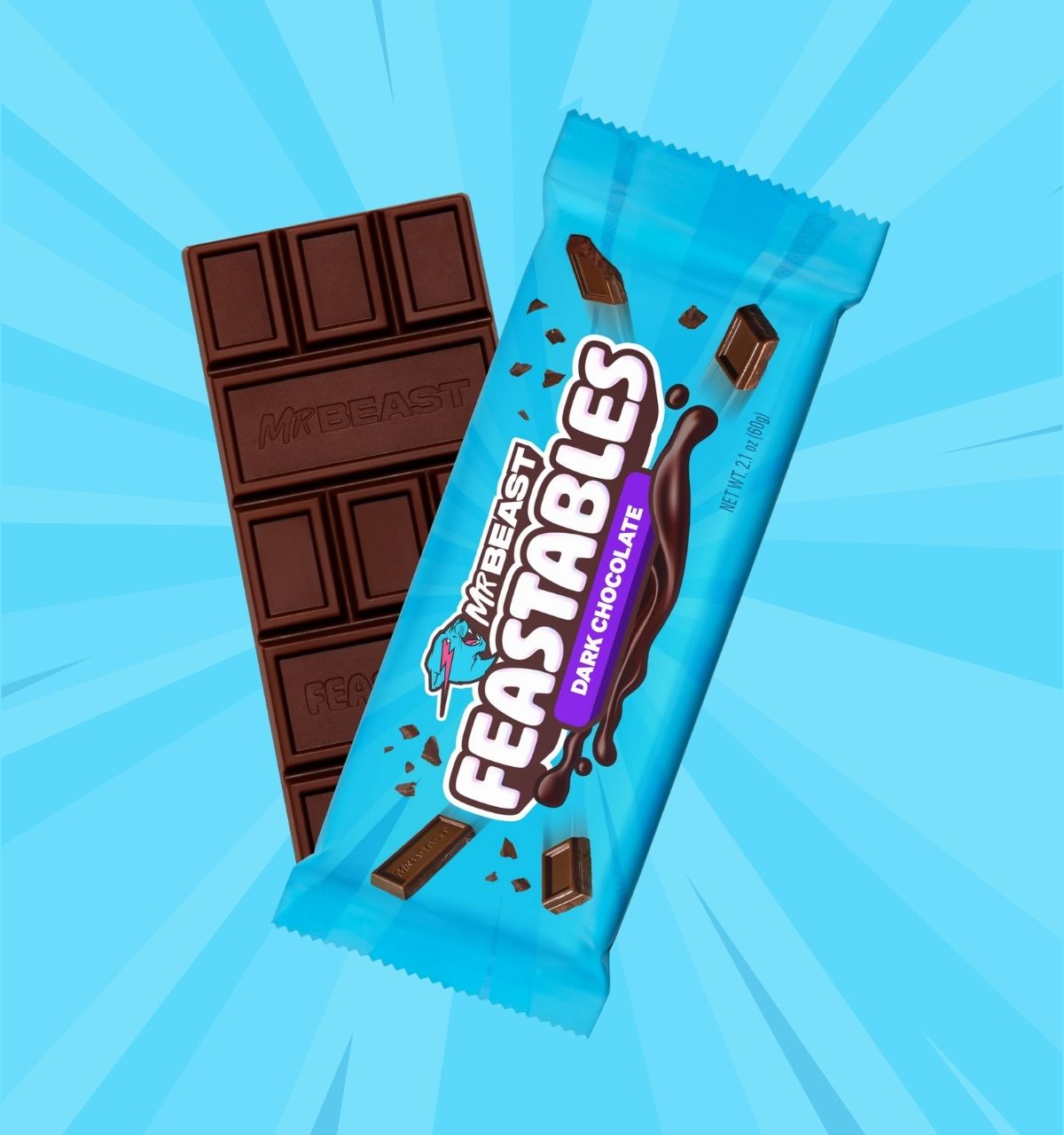 chocolatina feastables dark chocolate60g king size chocolate negro