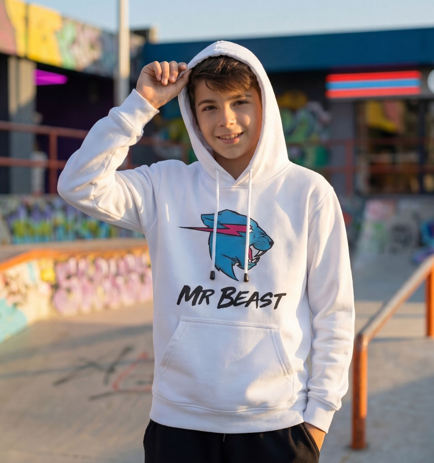 Buzo Hoodie Mr Beast Blanco