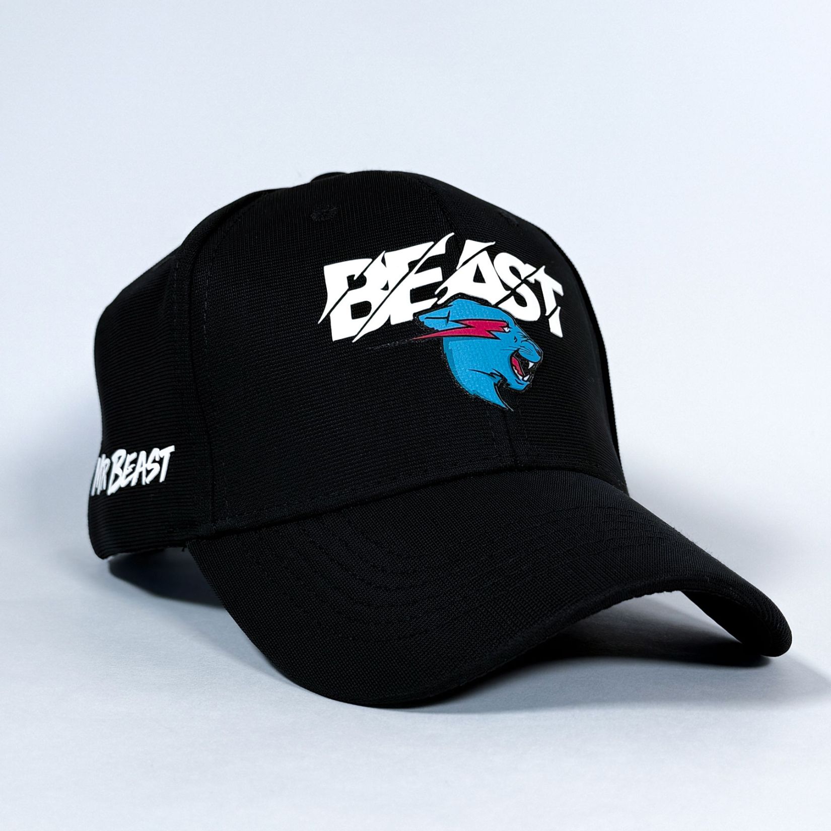 gorra mr beast negra lateral